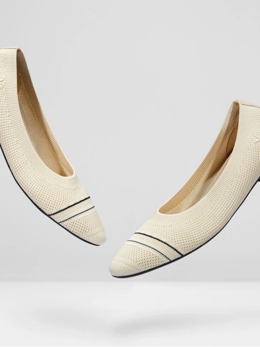 VIVAIA Cream Knit Pointed Toe Flats Sustainable Comfortable
Ballet Shoes US/9.5